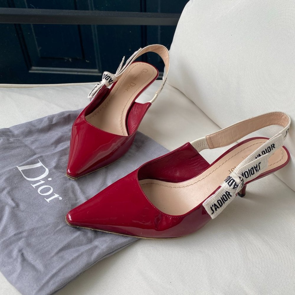 Authentic Dior J'adior slingbacks 36.5 red patent - Picture 2 of 13